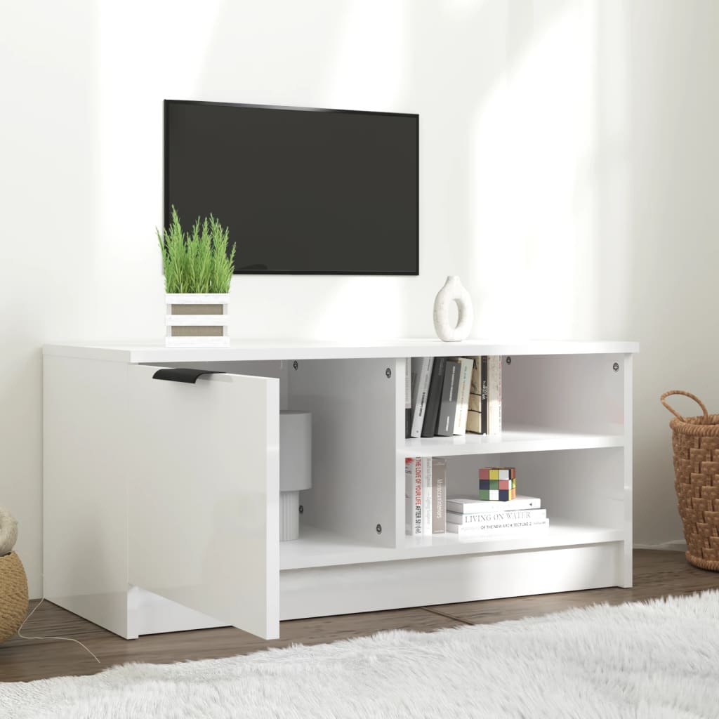 TV Cabinet High Gloss White 80x35x36.5 cm Engineered Wood