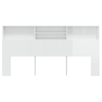 Headboard Cabinet High Gloss White 200x19x103.5 cm