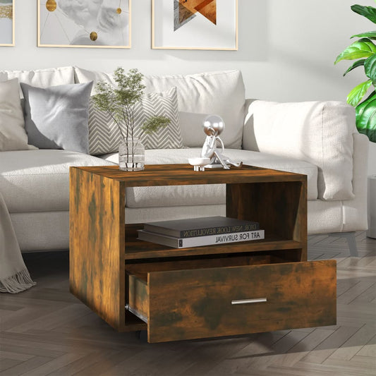 Coffee Table Smoked Oak 55x55x40 cm Engineered Wood