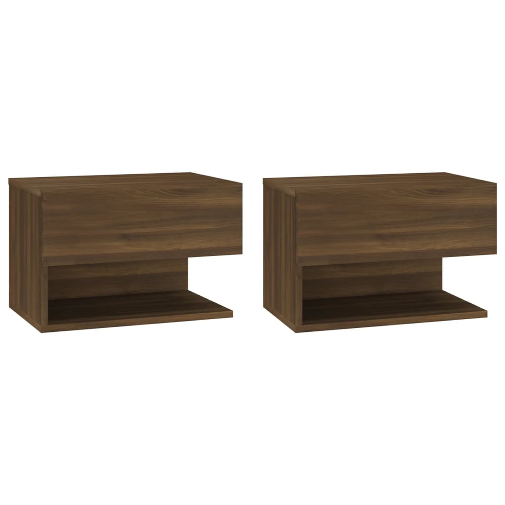 Wall-mounted Bedside Cabinets 2 pcs Brown Oak