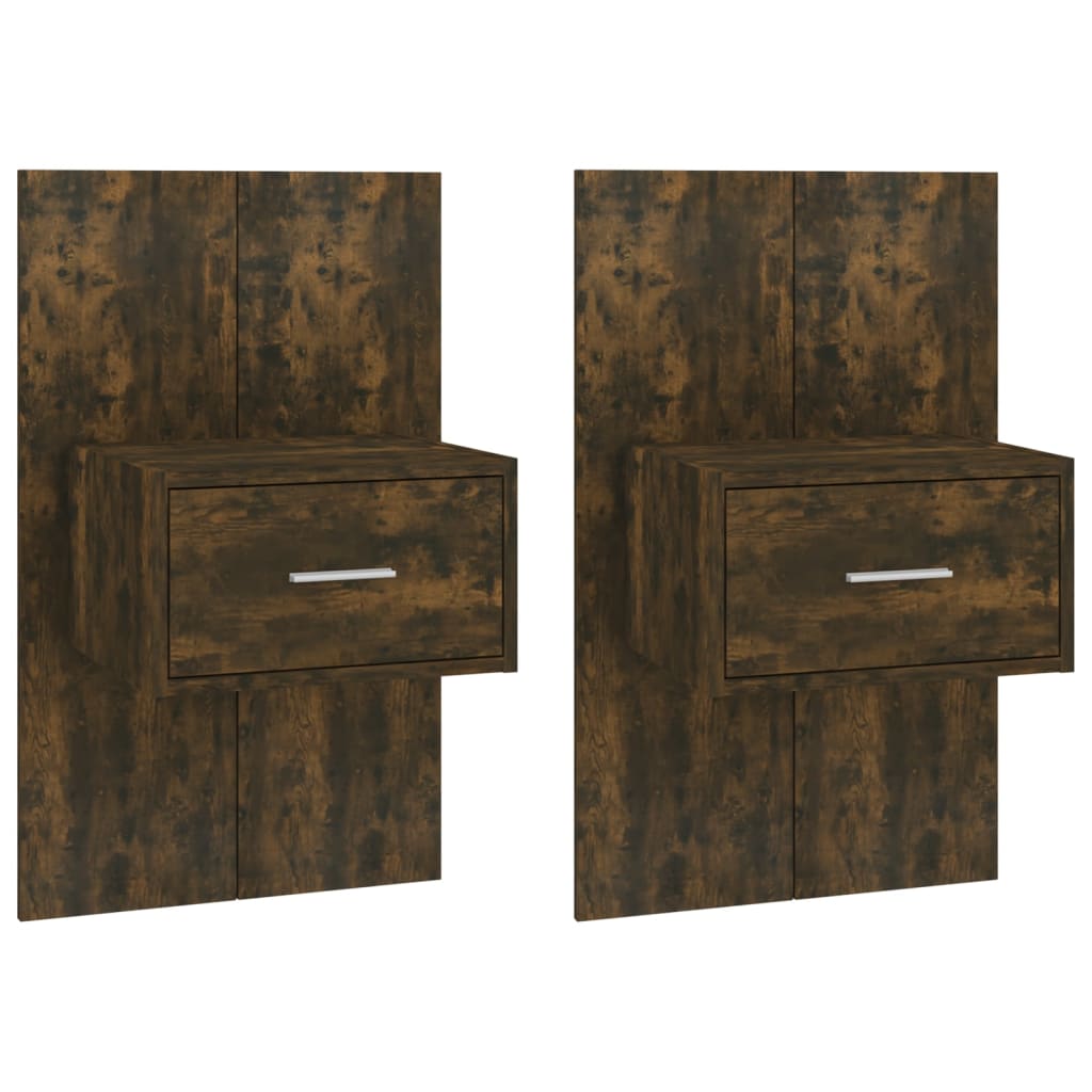 Wall-mounted Bedside Cabinets 2 pcs Smoked Oak