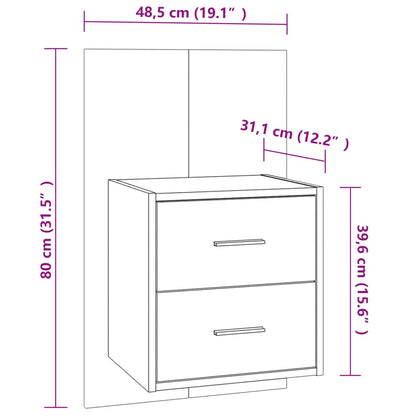 Wall-mounted Bedside Cabinet Smoked Oak