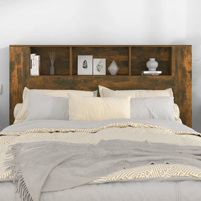 Headboard Cabinet Smoked Oak 160x18.5x104.5 cm