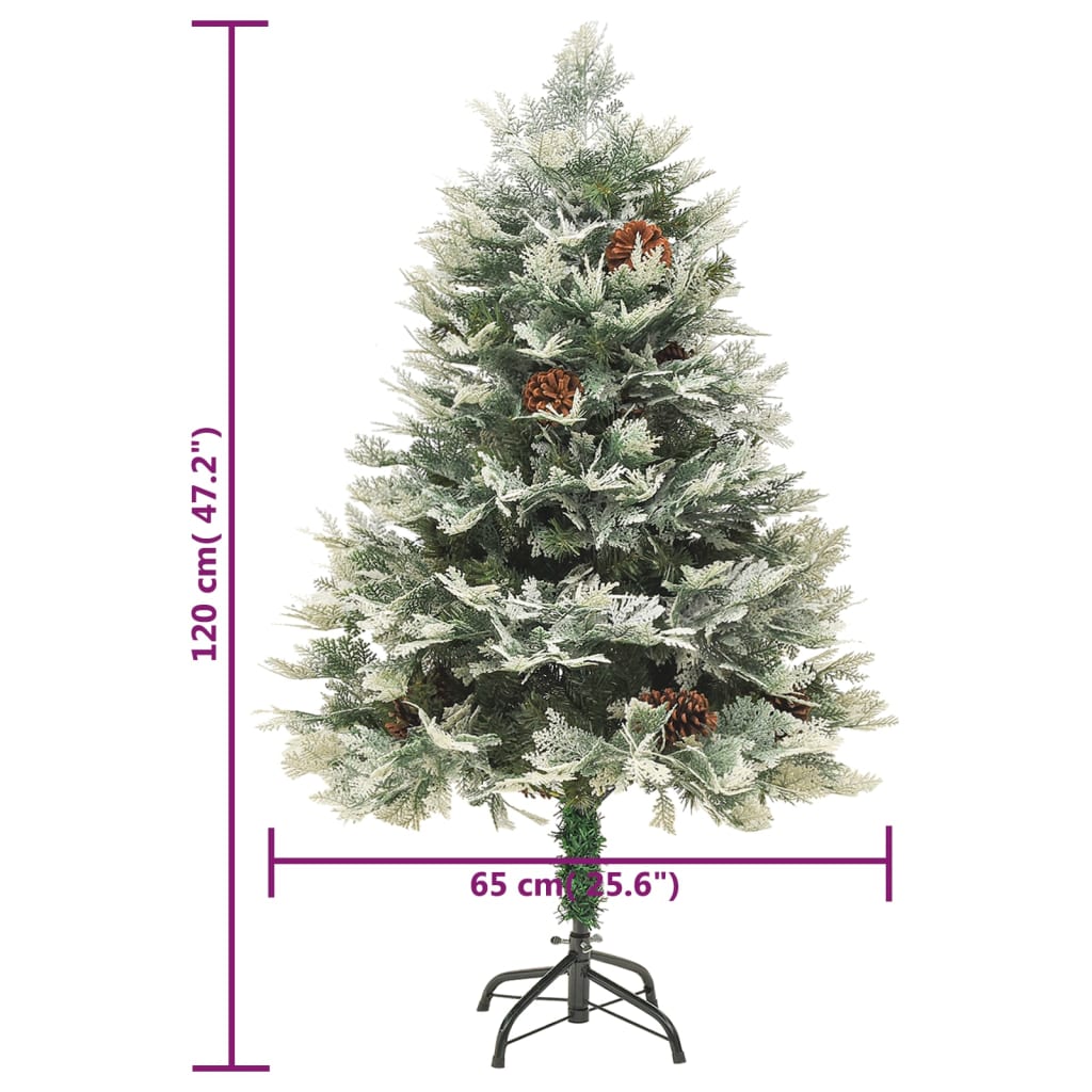 Pre-lit Christmas Tree with Pine Cones Green 120 cm PVC&PE