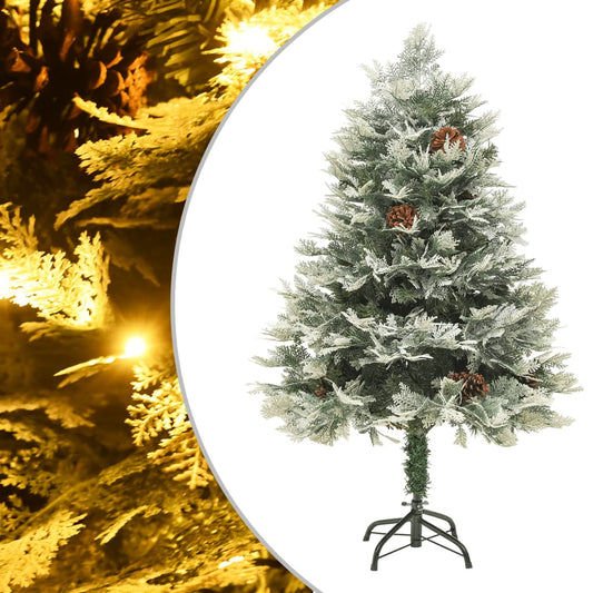 Pre-lit Christmas Tree with Pine Cones Green 150 cm PVC&PE