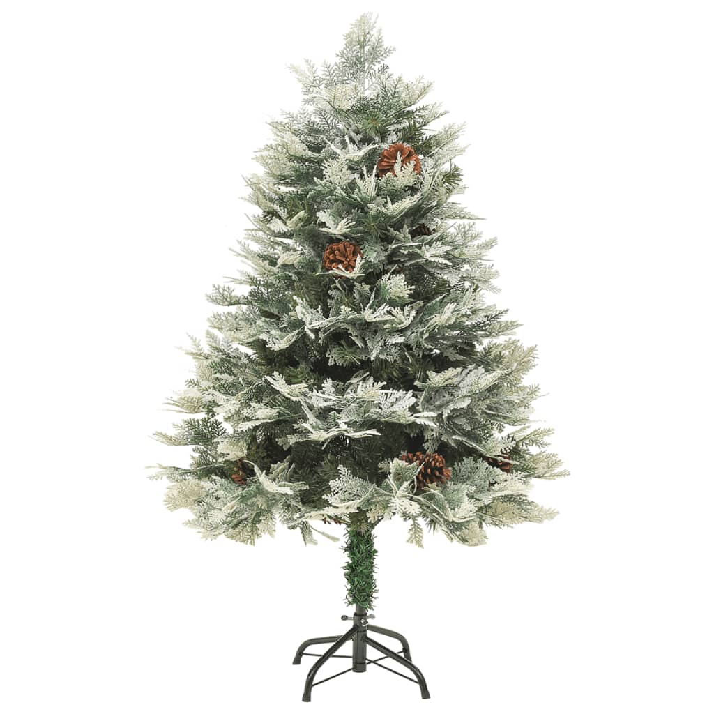 Pre-lit Christmas Tree with Pine Cones Green 150 cm PVC&PE