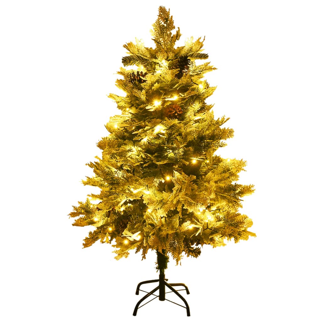 Pre-lit Christmas Tree with Pine Cones Green 150 cm PVC&PE