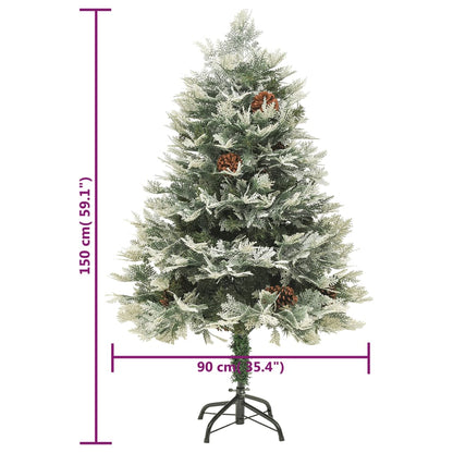 Pre-lit Christmas Tree with Pine Cones Green 150 cm PVC&PE