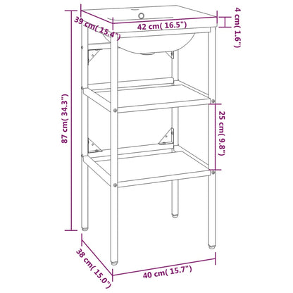 Bathroom Washbasin Frame with Built-in Basin Black Iron