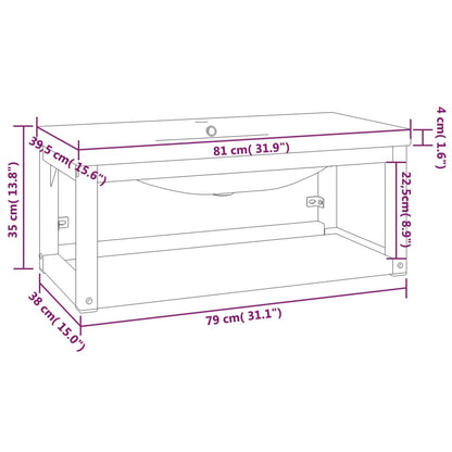 Bathroom Washbasin Frame with Built-in Basin Black Iron