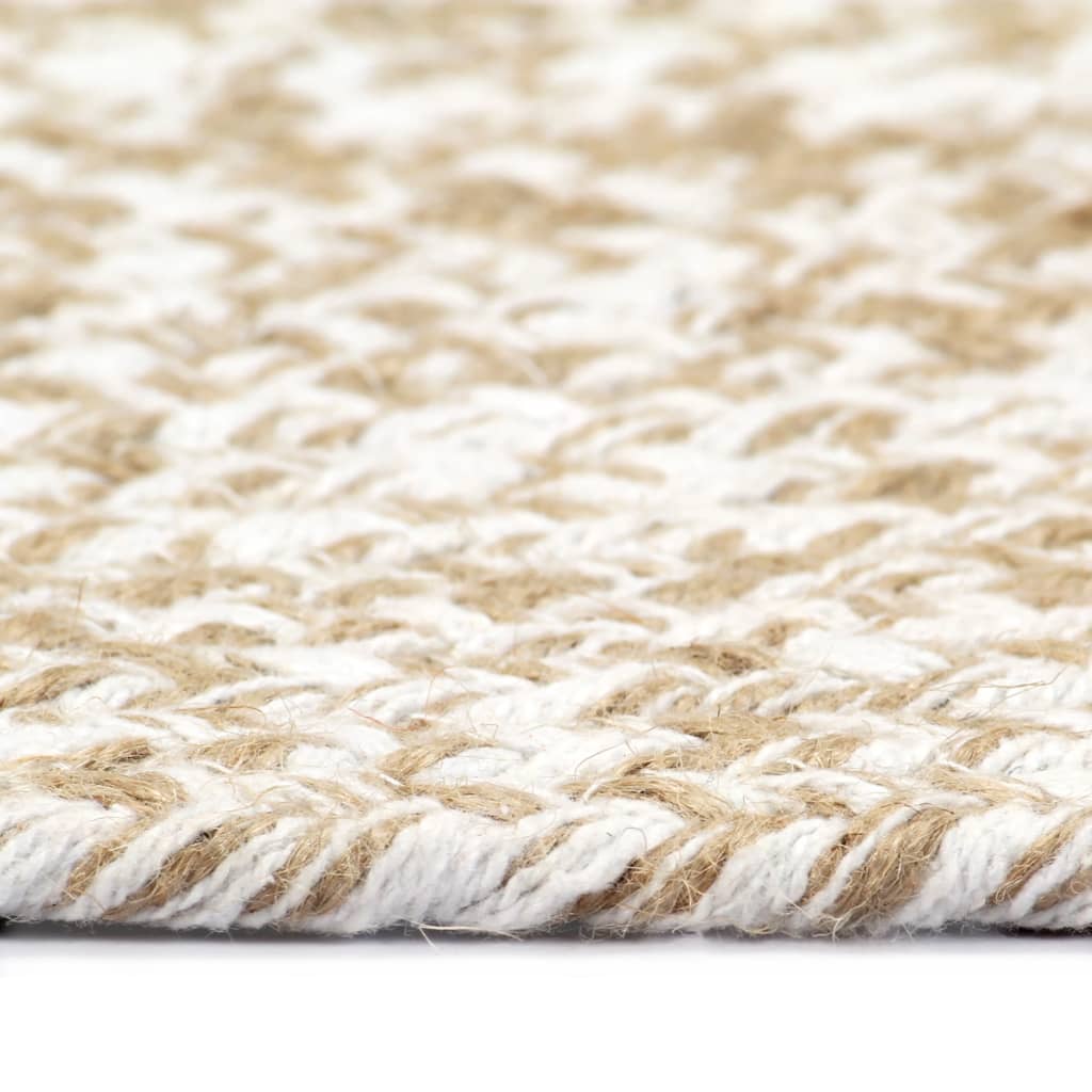 Handmade Rug Jute White and Brown 180 cm