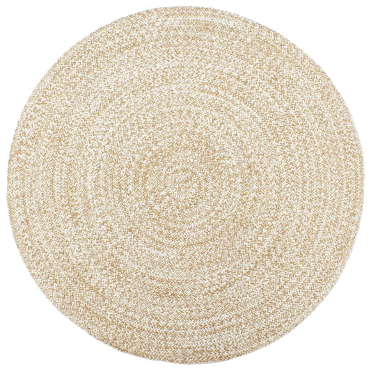 Handmade Rug Jute White and Brown 210 cm