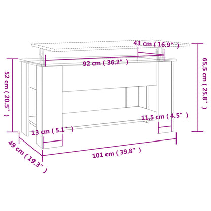 Coffee Table White 101x49x52 cm Engineered Wood