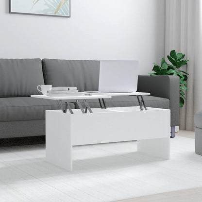 Coffee Table White 102x50.5x46.5 cm Engineered Wood