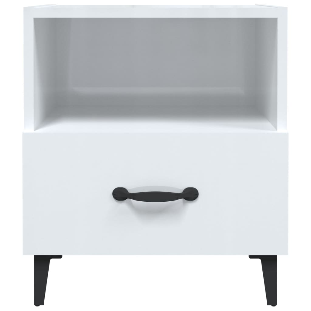 Bedside Cabinet High Gloss White Engineered Wood