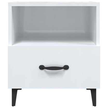 Bedside Cabinet High Gloss White Engineered Wood