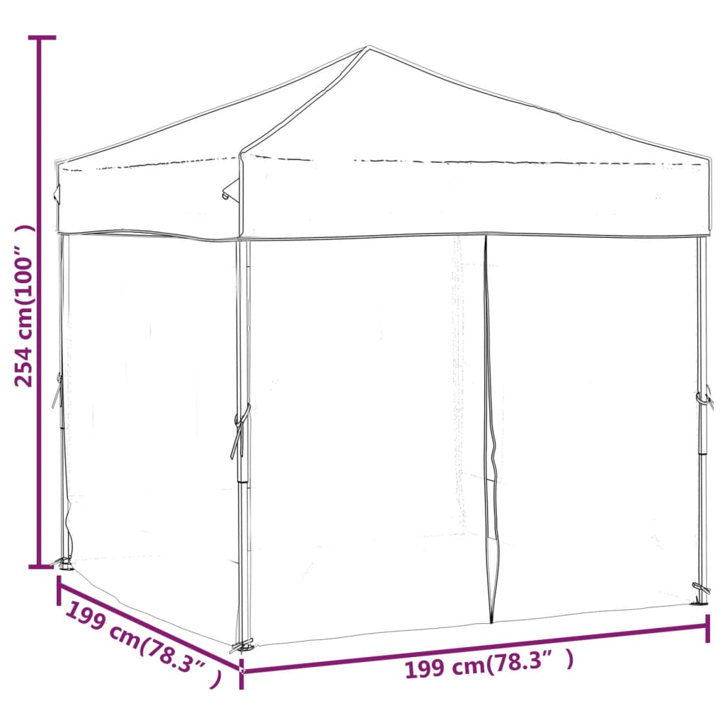 Folding Party Tent with Sidewalls Anthracite 2x2 m