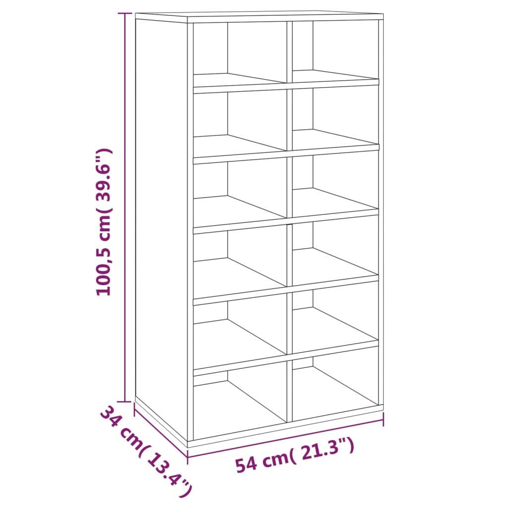 Shoe Rack Brown Oak 54x34x100.5 cm Engineered Wood