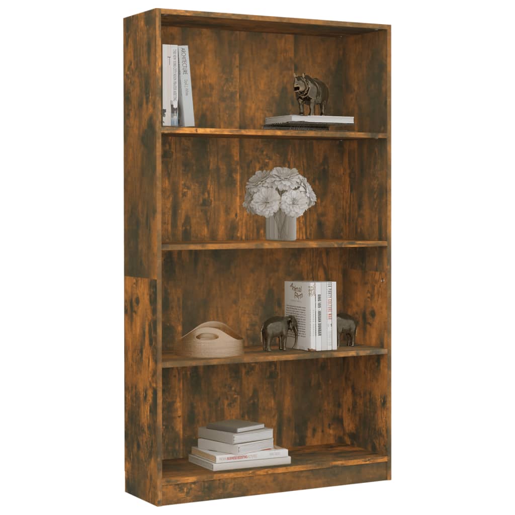 4-Tier Book Cabinet Smoked Oak 80x24x142 cm Engineered Wood