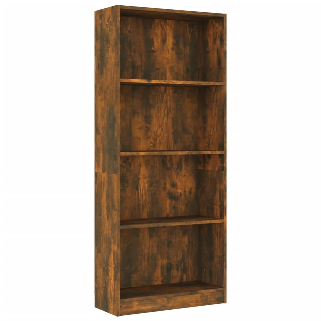 4-Tier Book Cabinet Smoked Oak 60x24x142 cm Engineered Wood