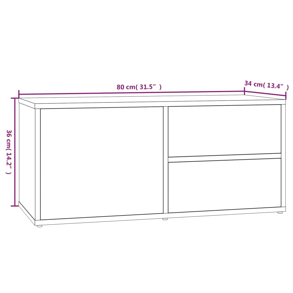 TV Cabinet Grey Sonoma 80x34x36 cm Engineered Wood