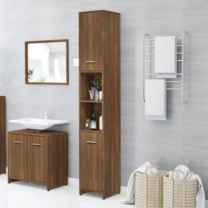 Bathroom Cabinet Brown Oak 30x30x183.5 cm Engineered Wood