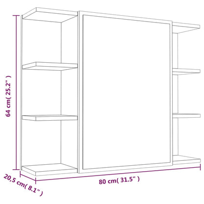 Bathroom Mirror Cabinet Brown Oak 80x20.5x64 cm Engineered Wood