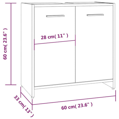 Bathroom Cabinet Smoked Oak 60x33x60 cm Engineered Wood