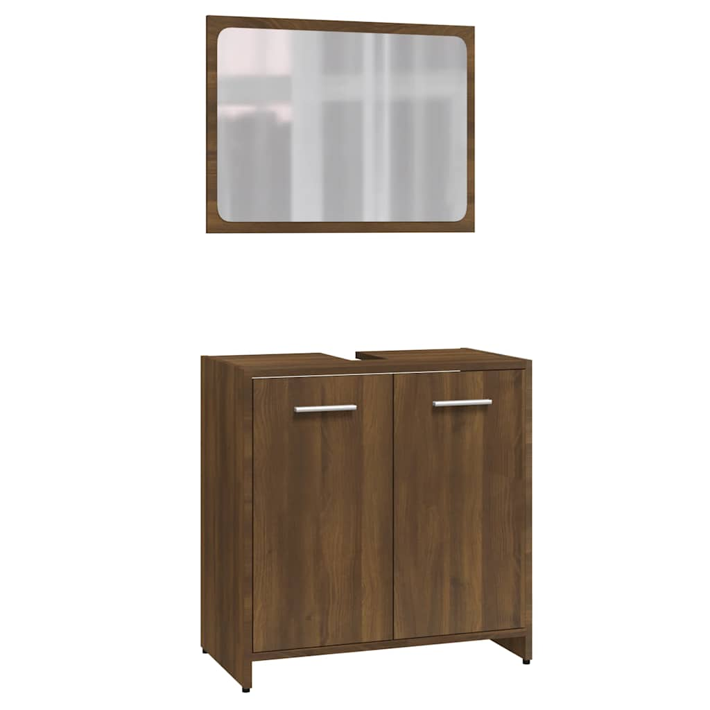 Bathroom Furniture Set Brown Oak Engineered Wood