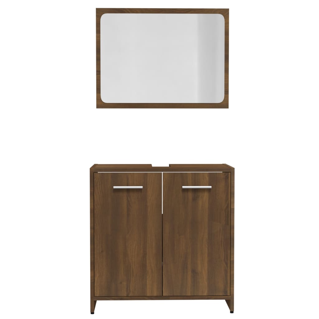 Bathroom Furniture Set Brown Oak Engineered Wood