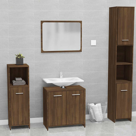 Bathroom Furniture Set Brown Oak Engineered Wood