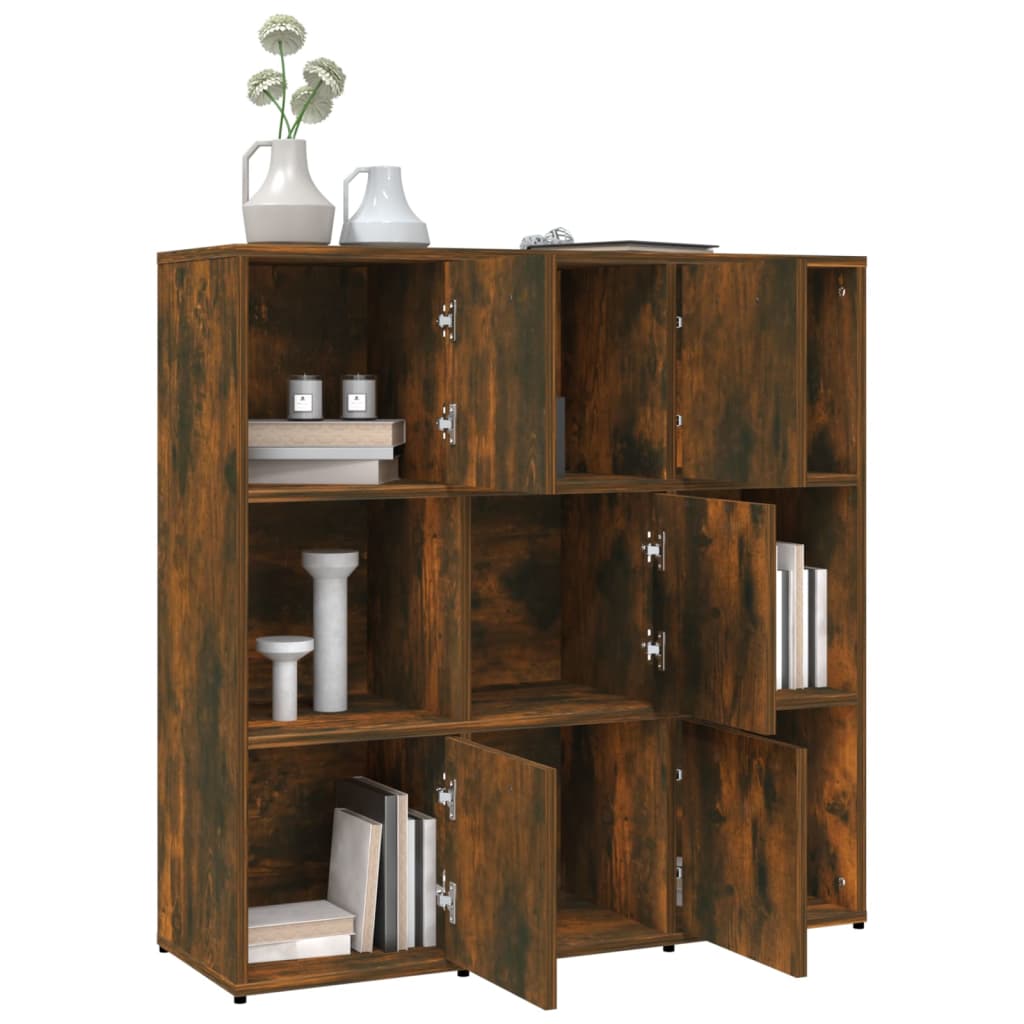 Book Cabinet Smoked Oak 90x30x90 cm Engineered Wood