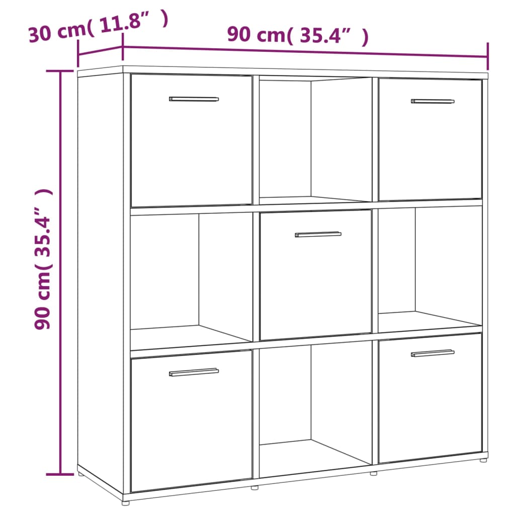 Book Cabinet Smoked Oak 90x30x90 cm Engineered Wood