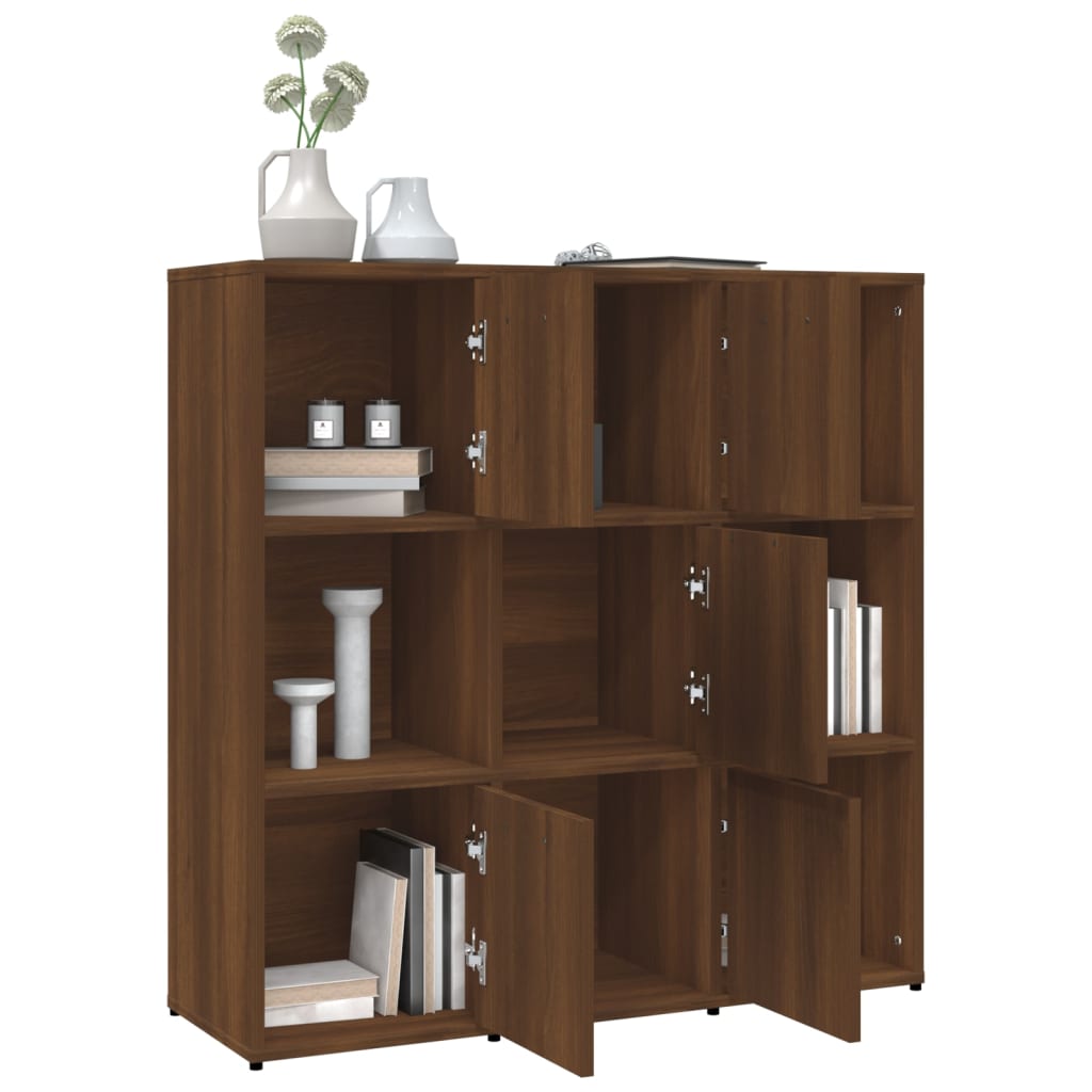 Book Cabinet Brown Oak 90x30x90 cm Engineered Wood