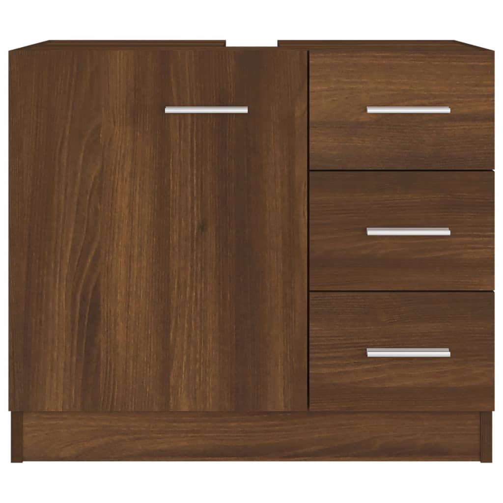 Sink Cabinet Brown Oak 63x30x54 cm Engineered Wood