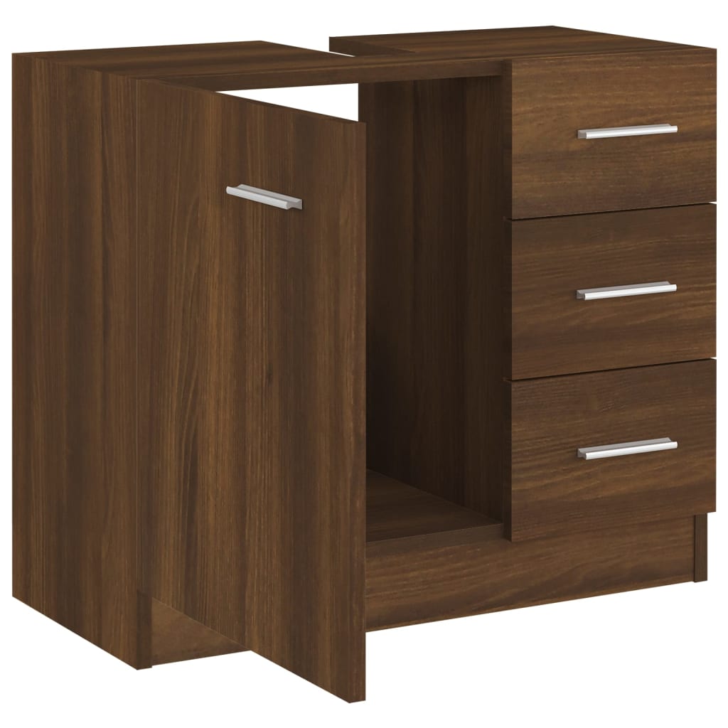 Sink Cabinet Brown Oak 63x30x54 cm Engineered Wood