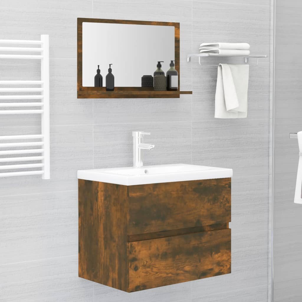 Bathroom Mirror Smoked Oak 60x10.5x37 cm Engineered Wood