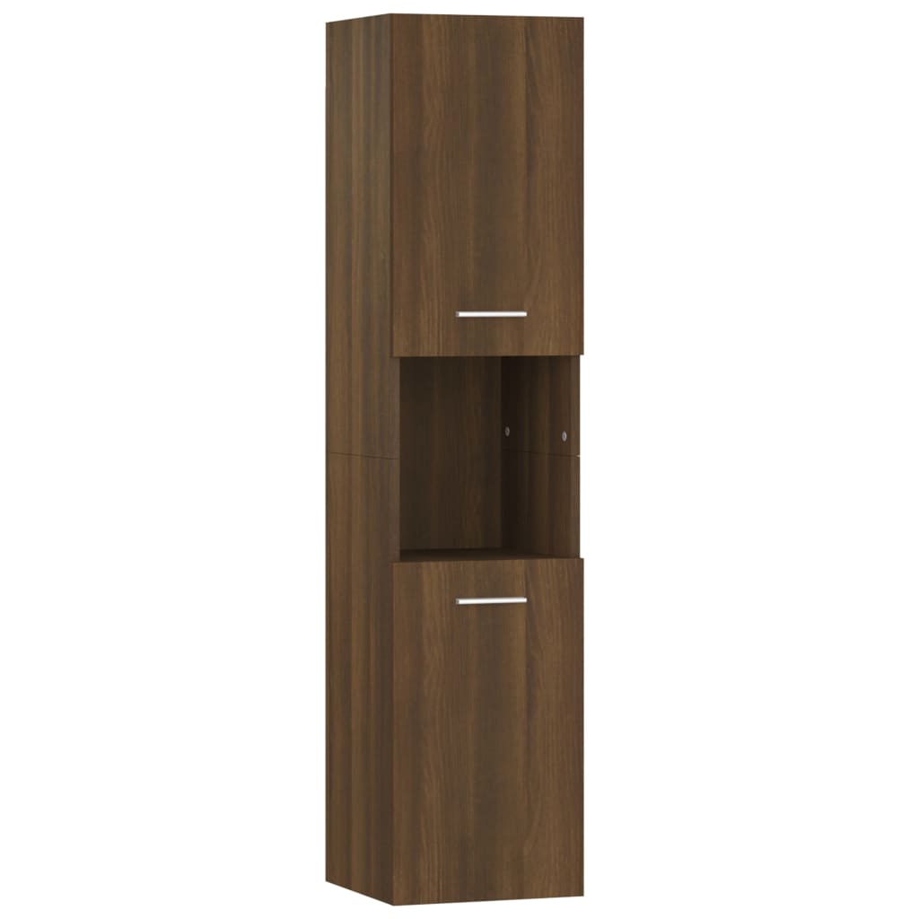 Bathroom Cabinet Brown Oak 30x30x130 cm Engineered Wood