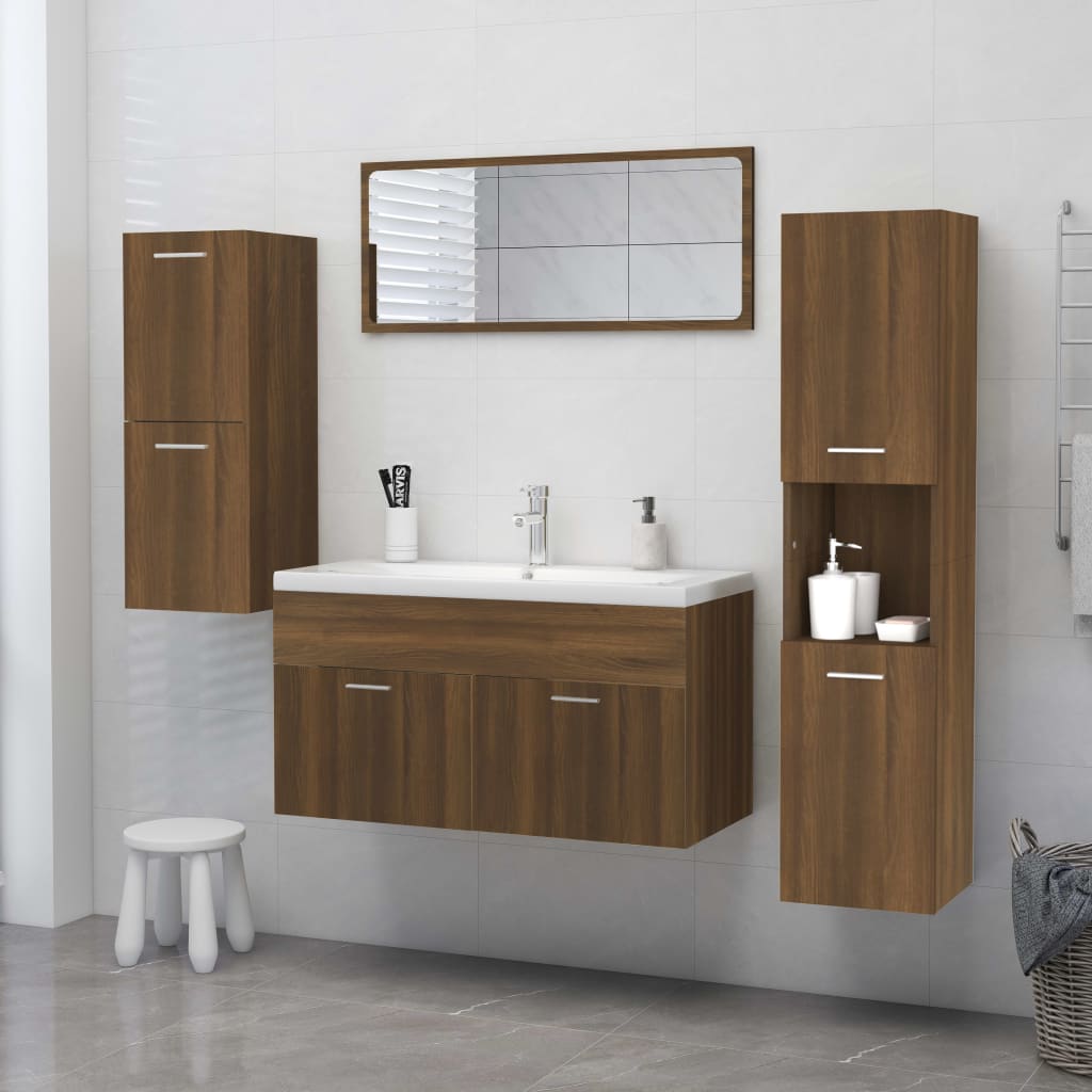 Bathroom Cabinet Brown Oak 30x30x130 cm Engineered Wood