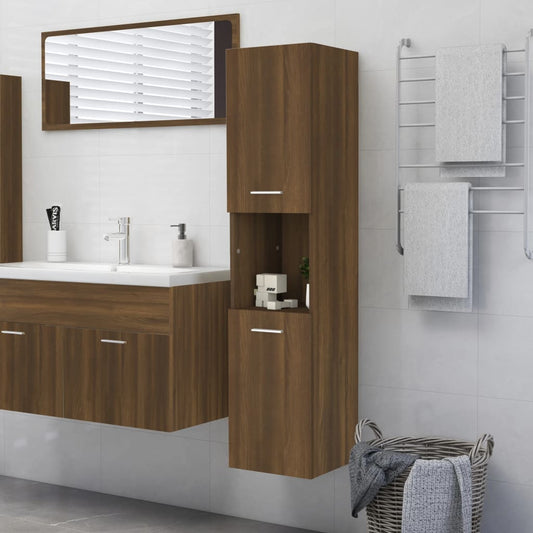 Bathroom Cabinet Brown Oak 30x30x130 cm Engineered Wood