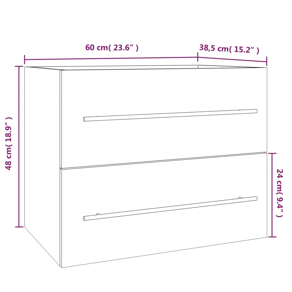 Sink Cabinet Grey Sonoma 60x38.5x48 cm Engineered Wood