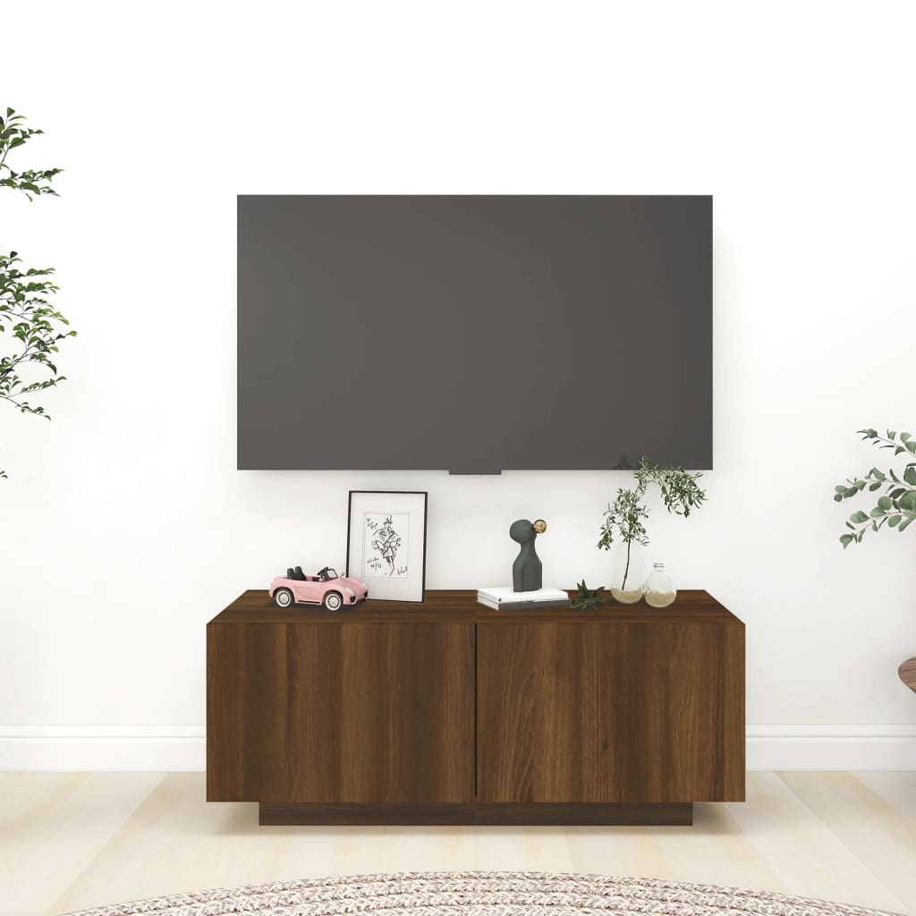 TV Cabinet Brown Oak 100x35x40 cm Engineered Wood