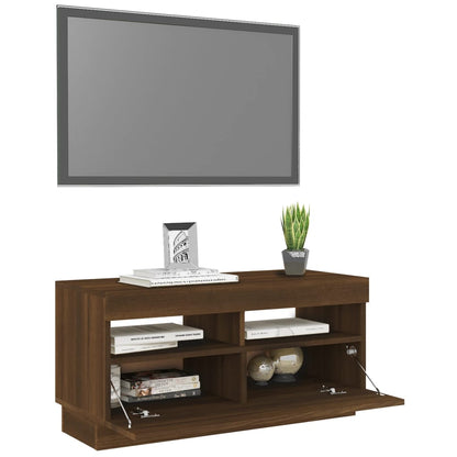 TV Cabinet with LED Lights Brown Oak 80x35x40 cm