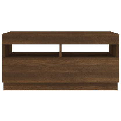 TV Cabinet with LED Lights Brown Oak 80x35x40 cm