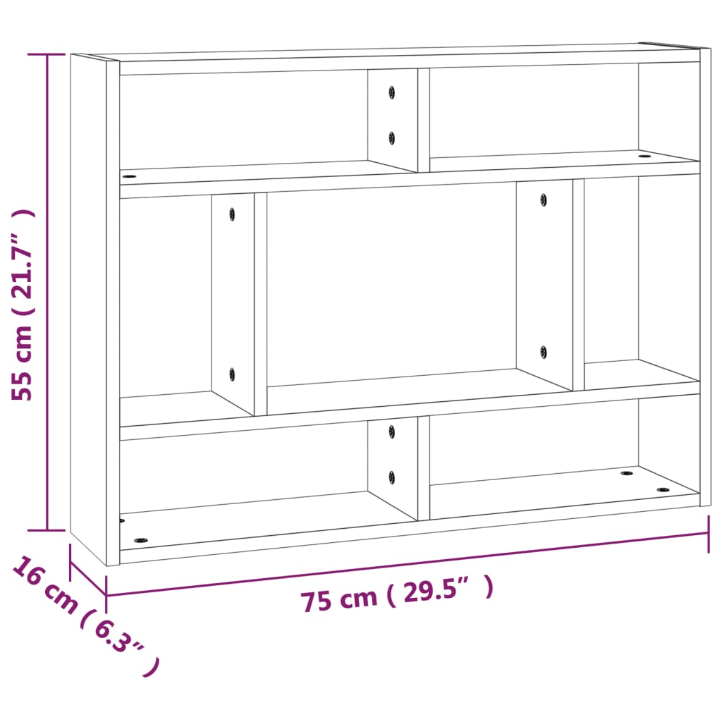 Wall Shelf Grey Sonoma 75x16x55 cm Engineered Wood