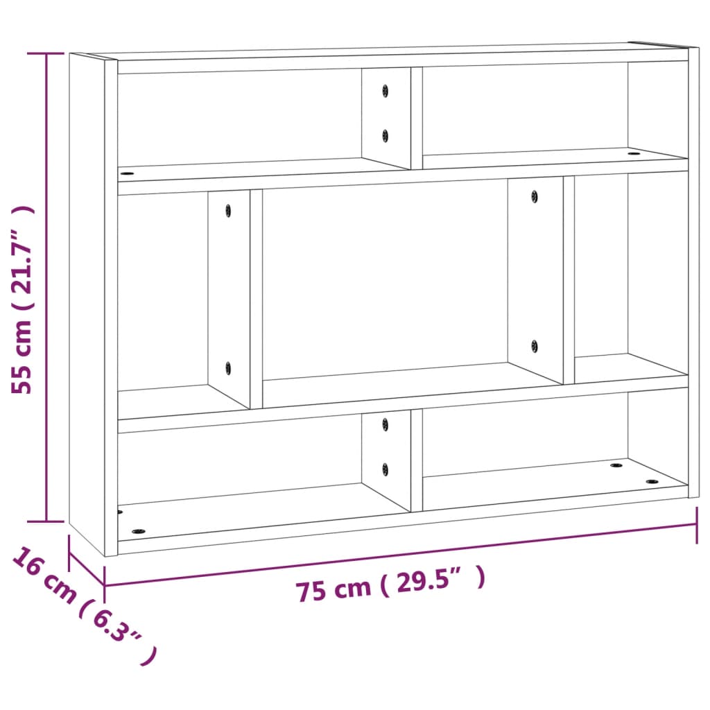 Wall Shelf Brown Oak 75x16x55 cm Engineered Wood