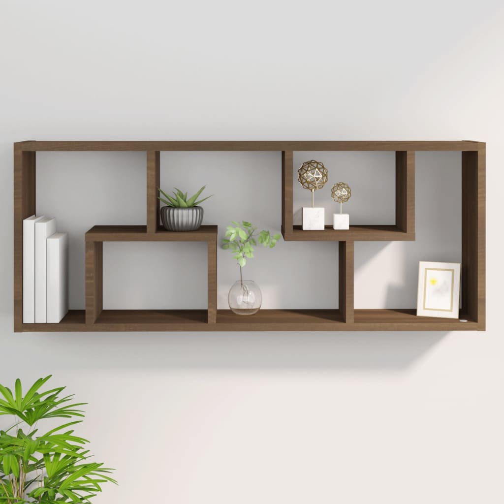 Wall Shelf Brown Oak 36x16x90 cm Engineered Wood