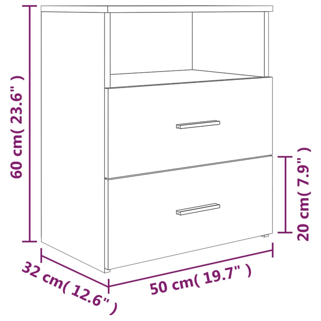 Bed Cabinet Brown Oak 50x32x60 cm