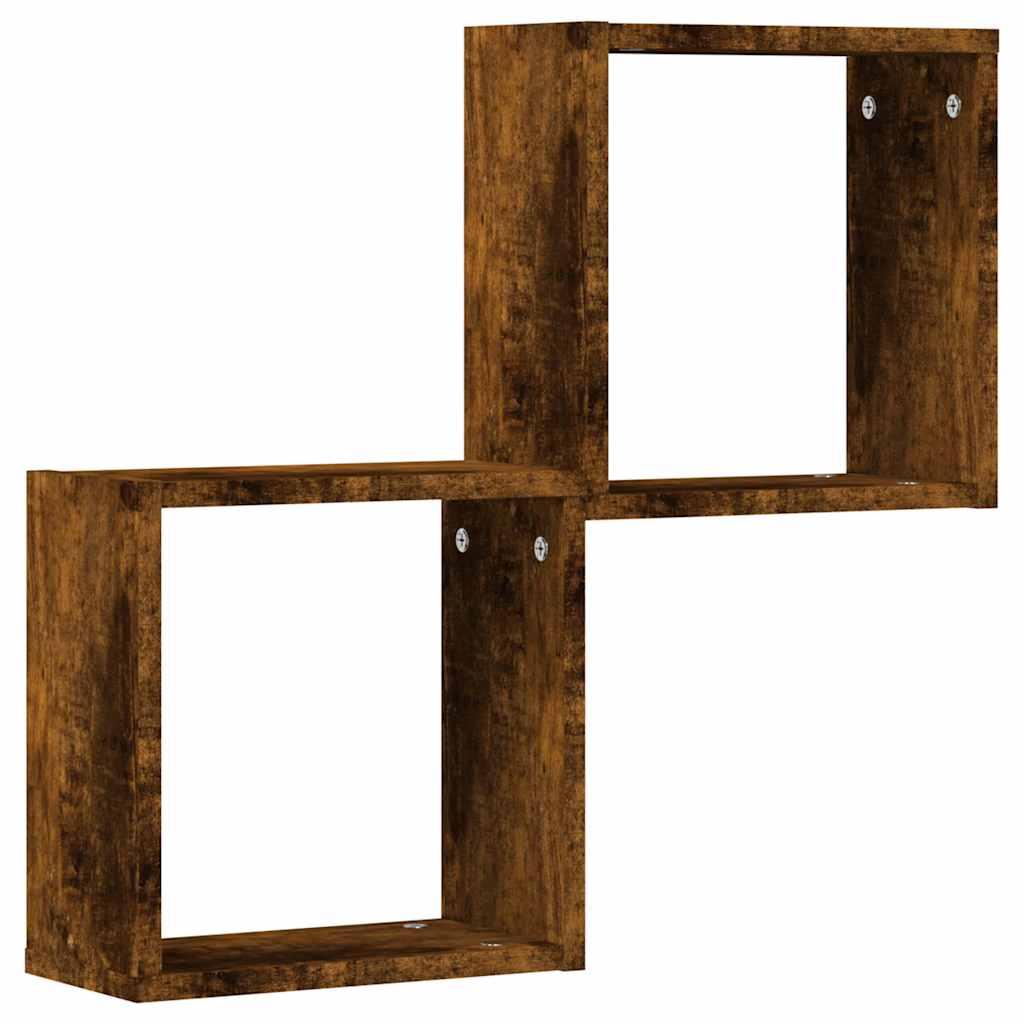 Wall Cube Shelves 2 pcs Smoked Oak 30x15x30 cm