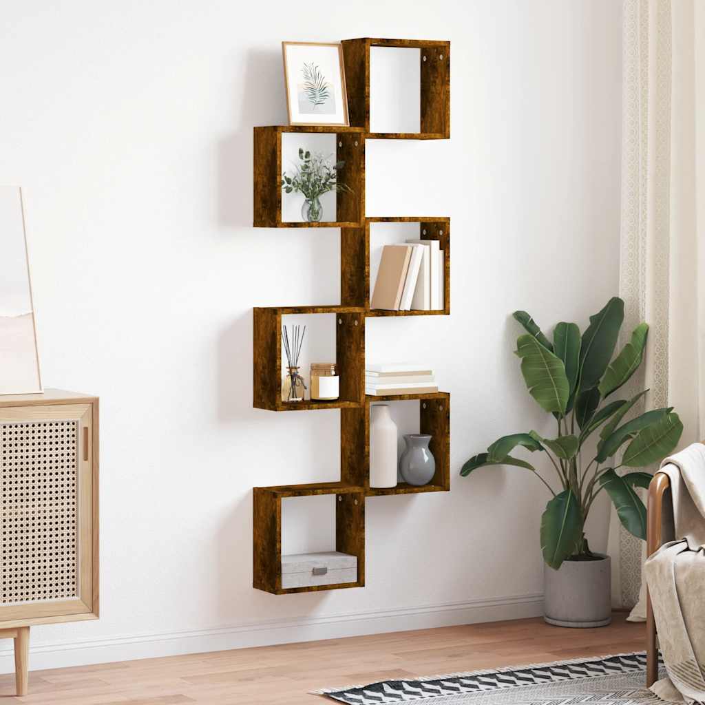 Wall Cube Shelves 6 pcs Smoked Oak 30x15x30 cm